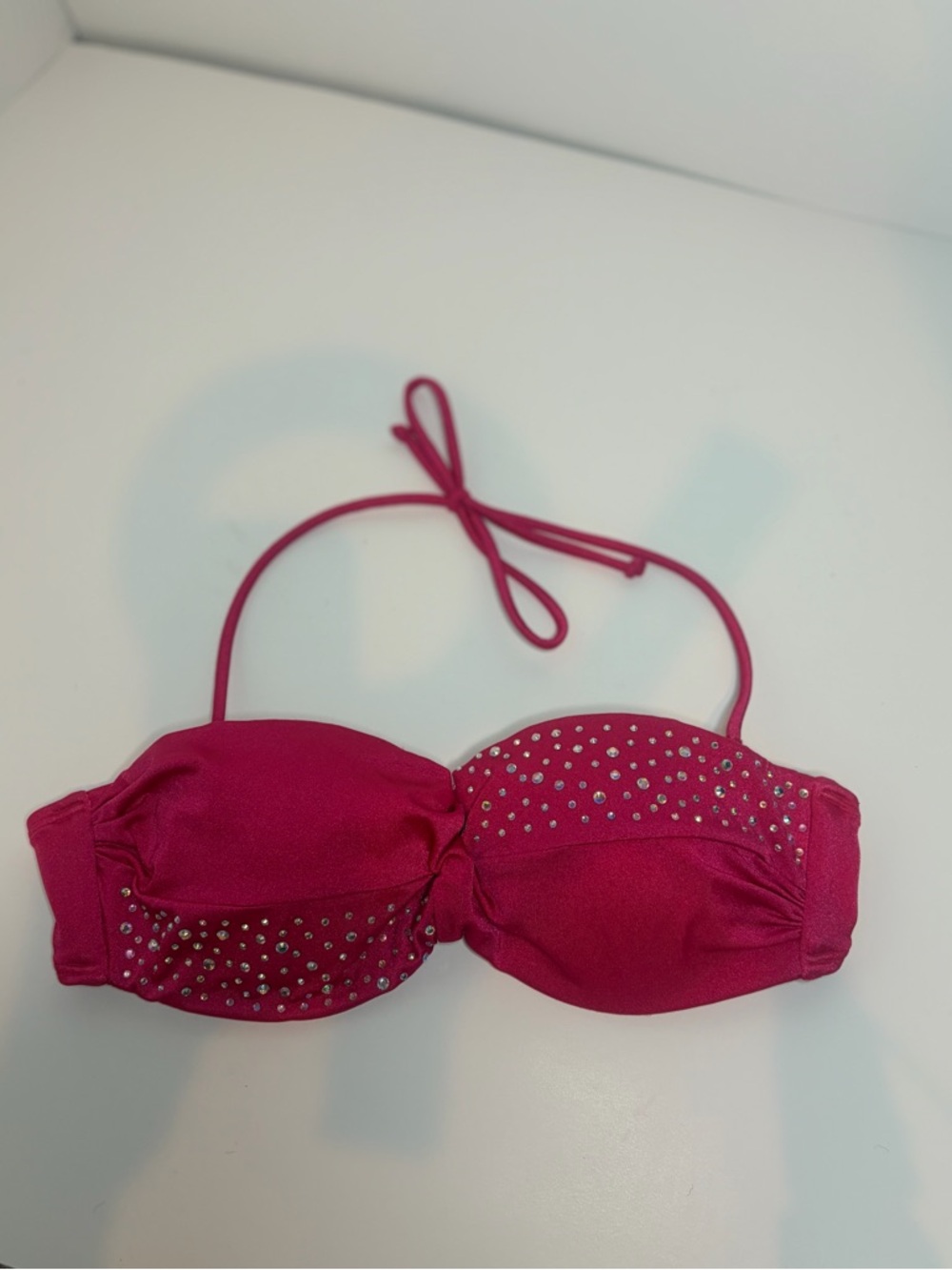 Victoria’s Secret Hot Pink Rhinestone Bikini Top Size 32B
